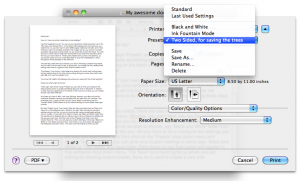 Saving your printer presets in Mac OS X